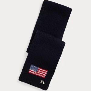 Ralph Lauren Black Scarf with Flag Design